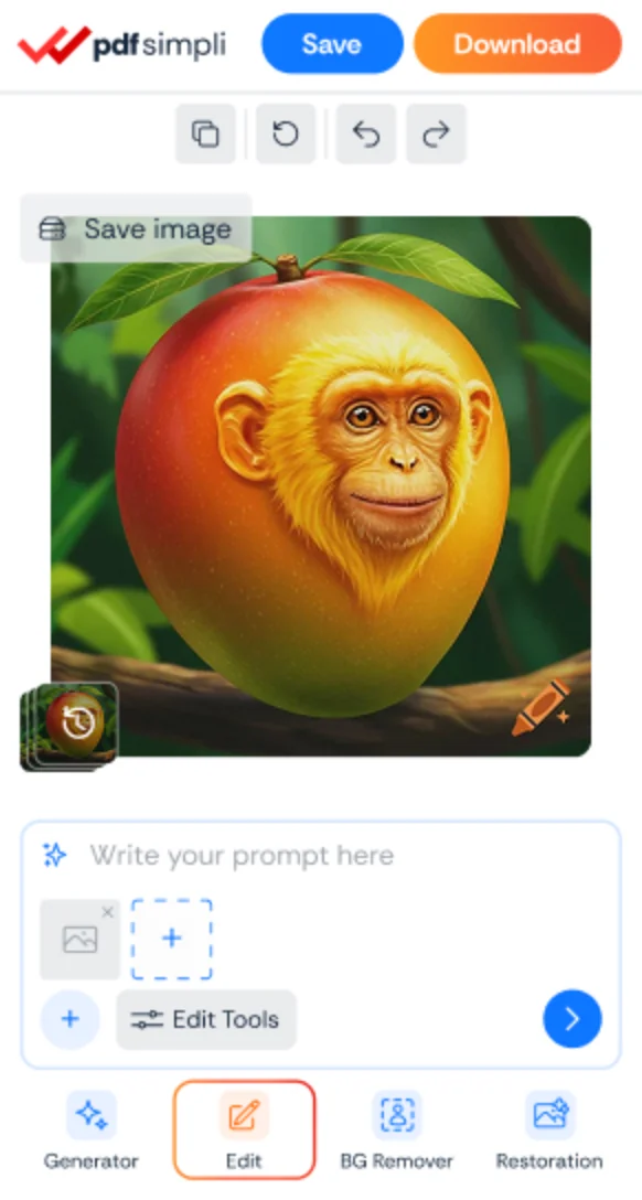 The ImageSimpli app showing a photo with its background removed
